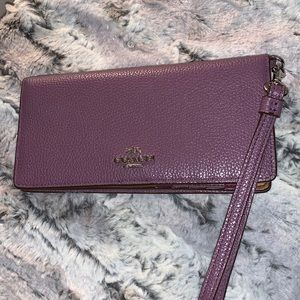 Coach Purple Pebble Leather Wallet